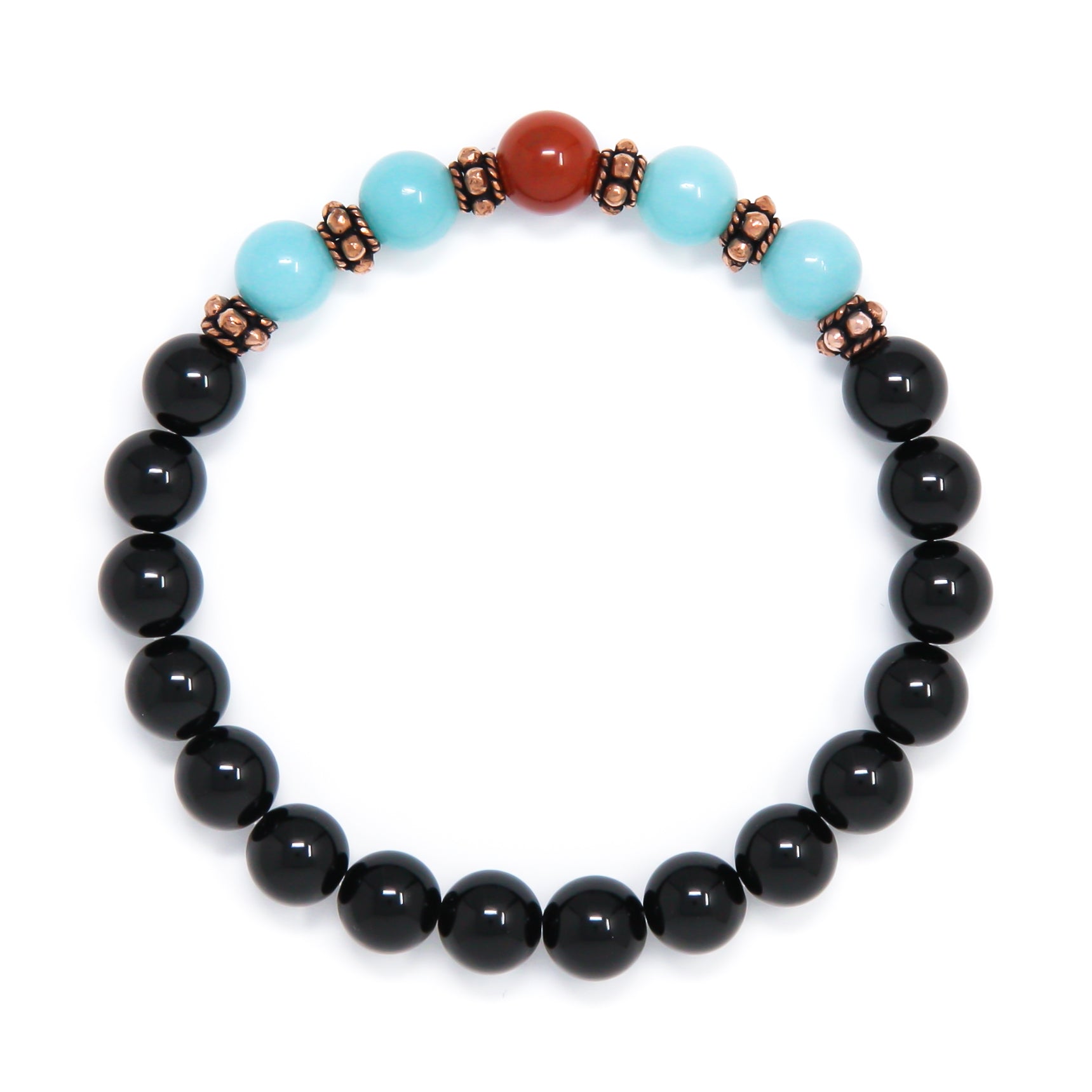 Black Tourmaline Amazonite Jasper Mala Bracelet, crystal healing jewelry