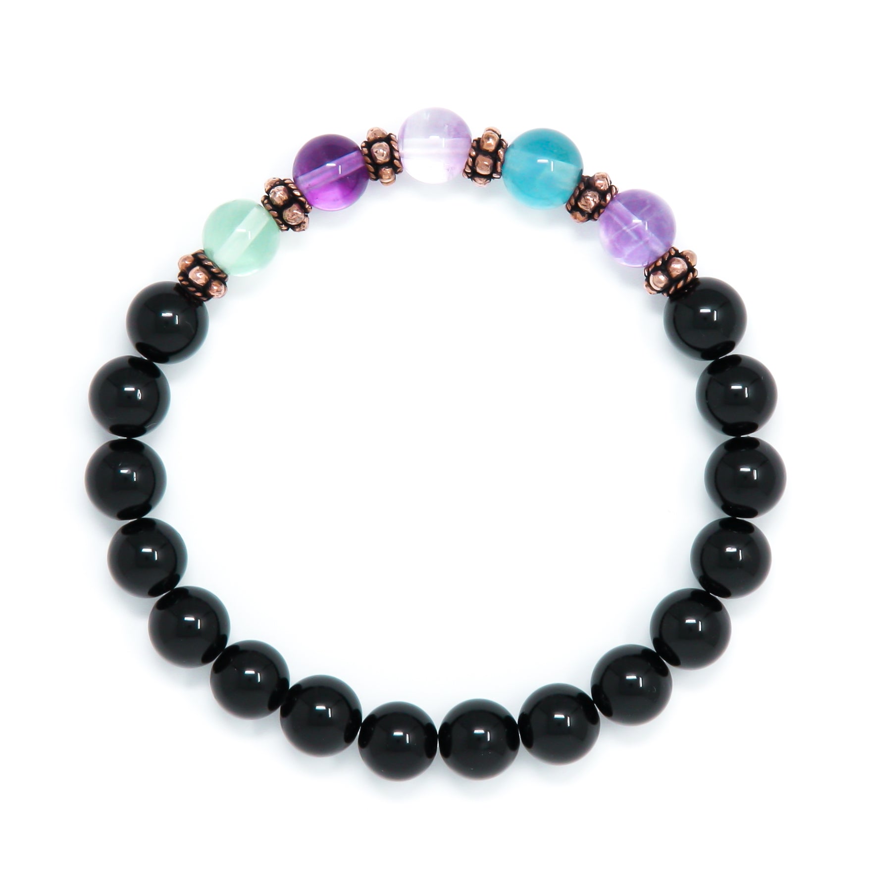 Black Tourmaline Fluorite Mala Bracelet, crystal healing jewelry