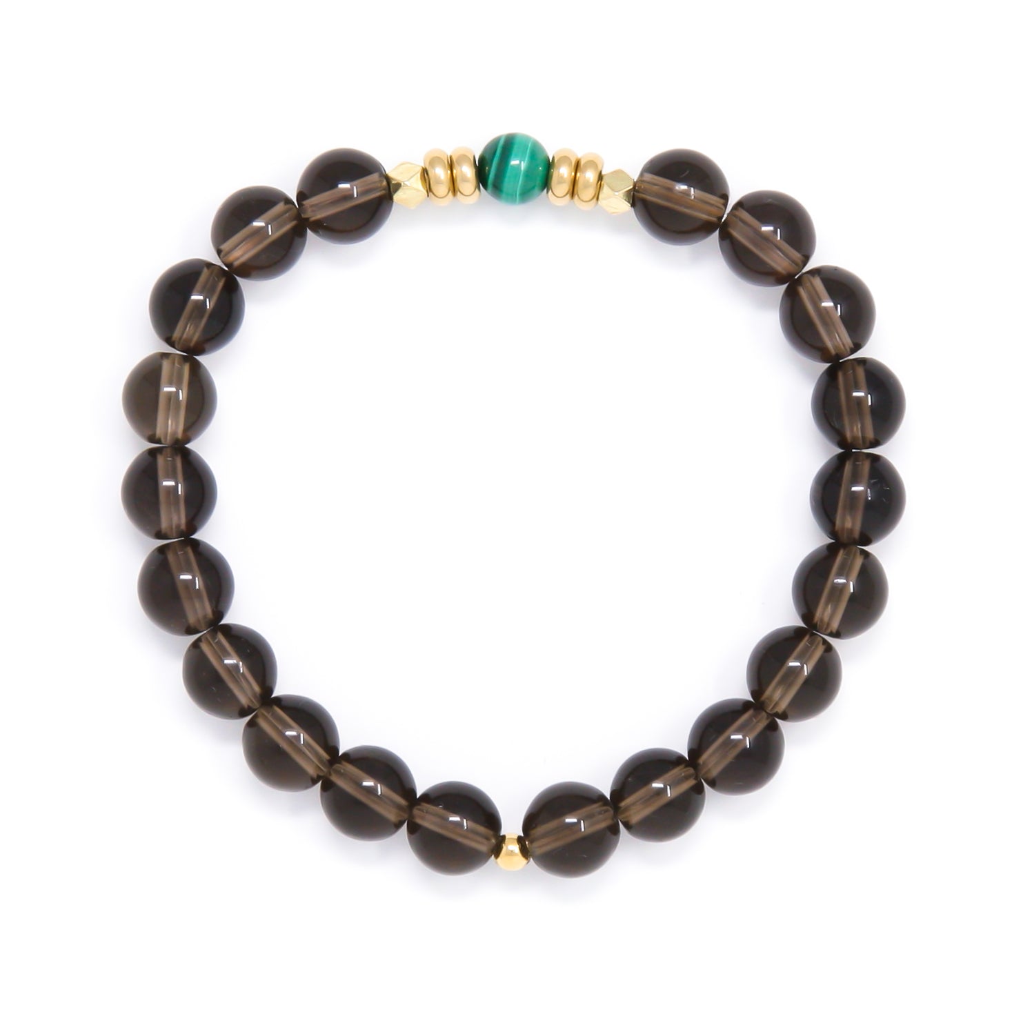 Smoky Quartz Mala Bracelet with Malachite, handmade jewelry