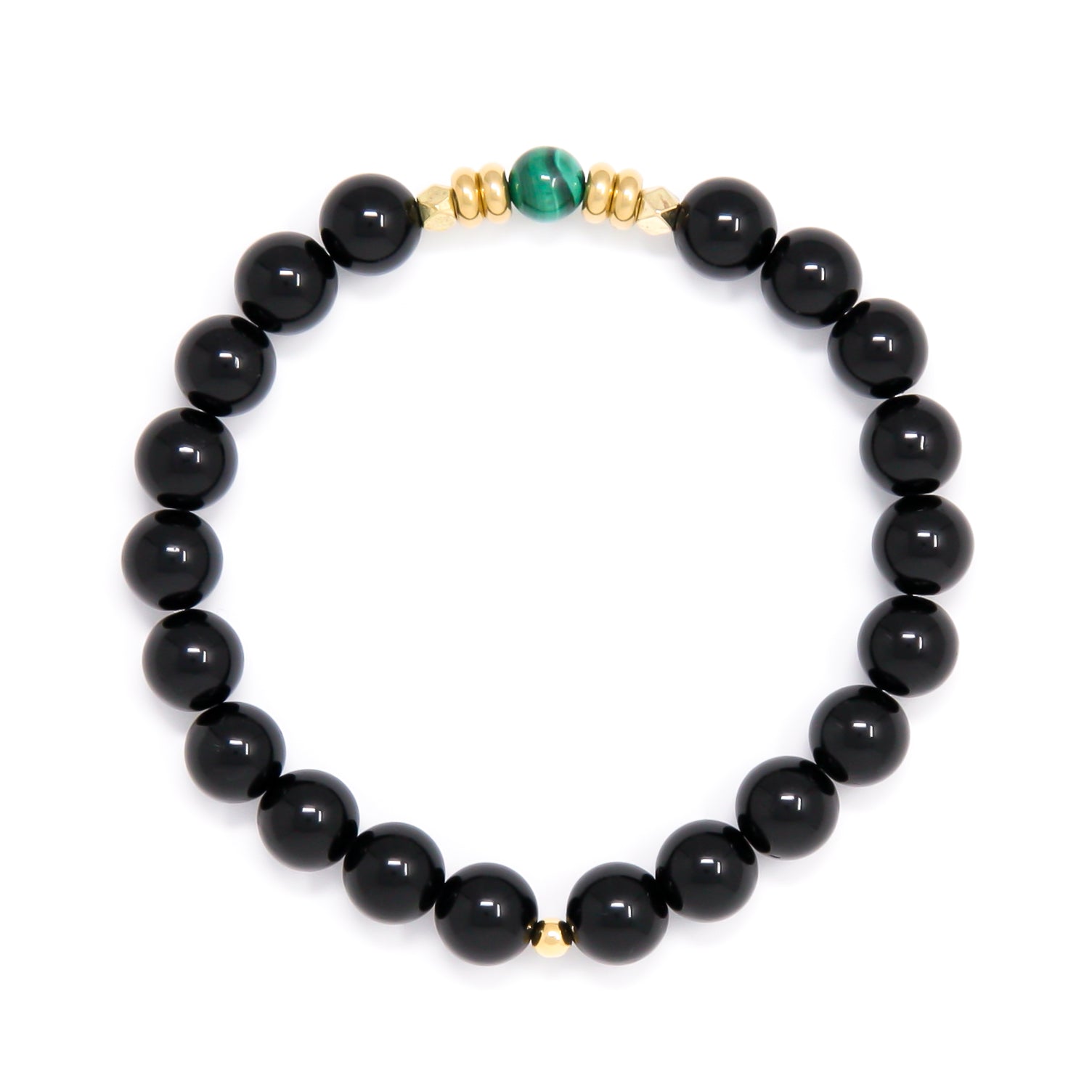 Black Tourmaline Mala Bracelet with Malachite, crystal healing jewelry