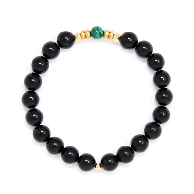 Black Tourmaline Mala Bracelet with Malachite, crystal healing jewelry