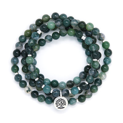 Moss Agate 108 Mala Bracelet, yoga jewelry