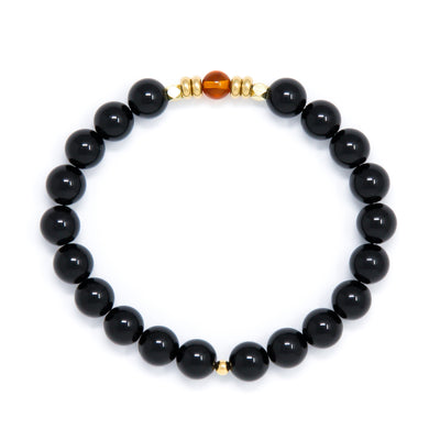 Black Tourmaline Mala Bracelet with Baltic Amber, crystal healing jewelry