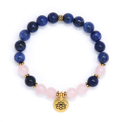 Sodalite & Rose Quartz Mala Bracelet, yoga jewelry
