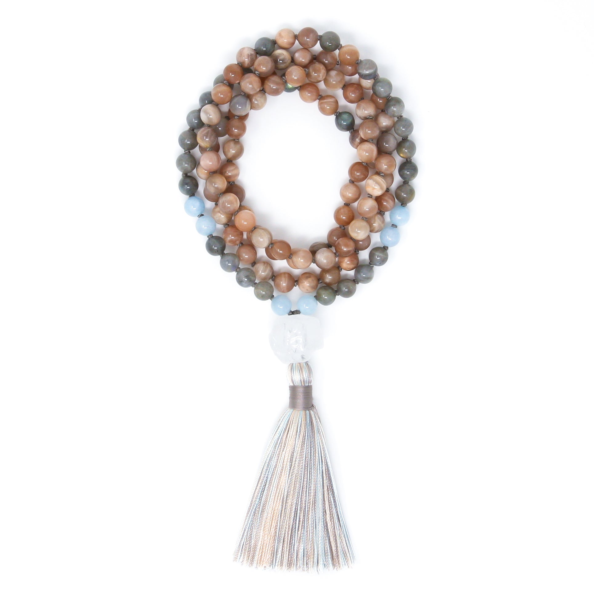 hand knotted mala prayer beads, buddhist jewelry 