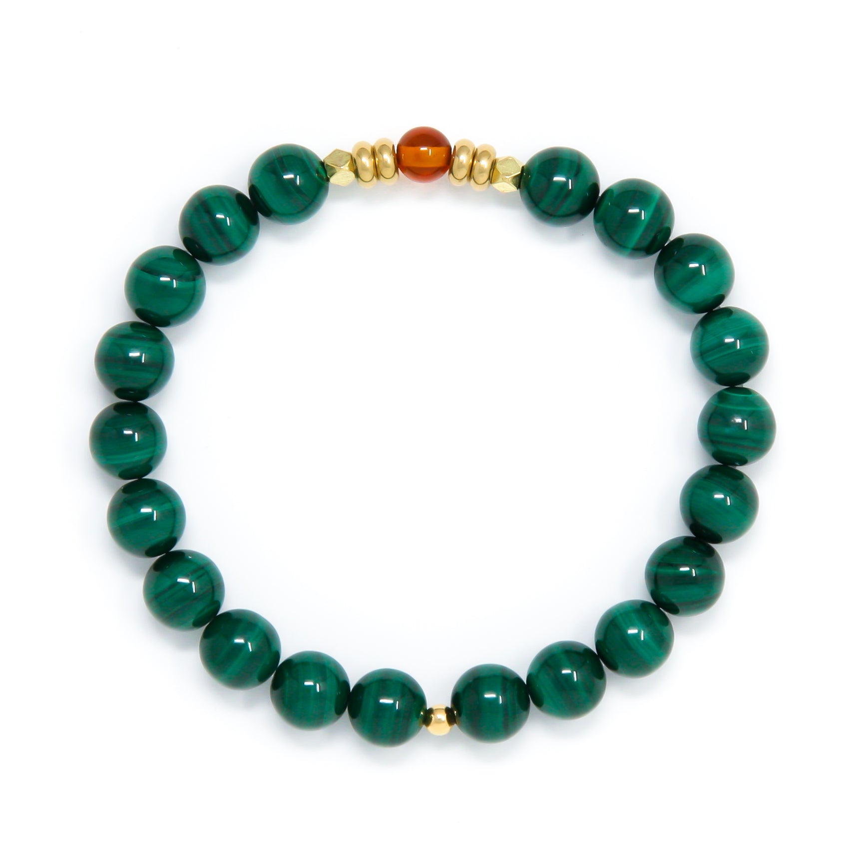 Malachite Mala Bracelet with Baltic Amber, yoga jewelry