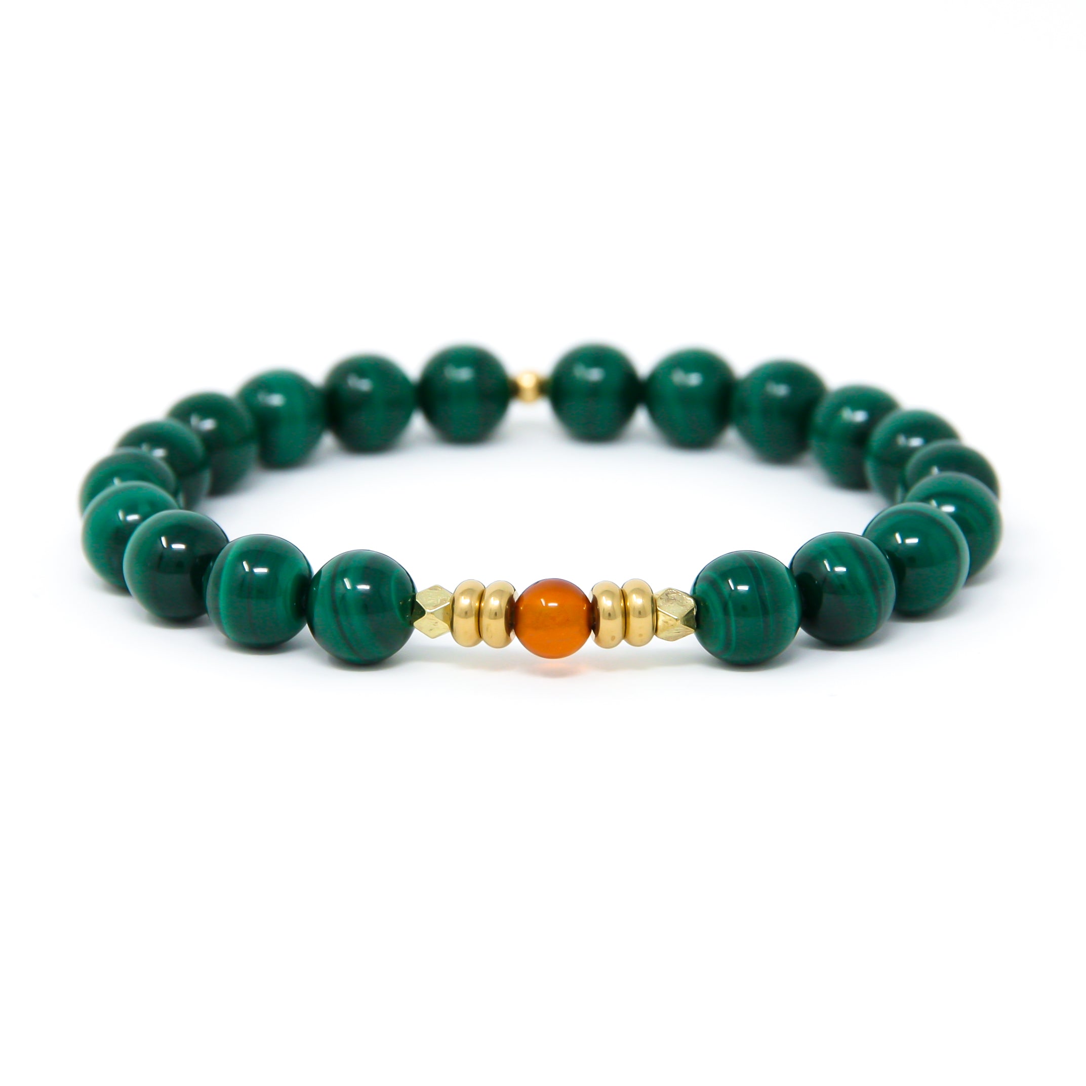 Malachite yoga bracelet with Baltic Amber, handmade jewelry