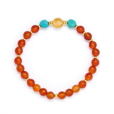 Carnelian, Turquoise, Citrine Mala Bracelet, healing jewelry