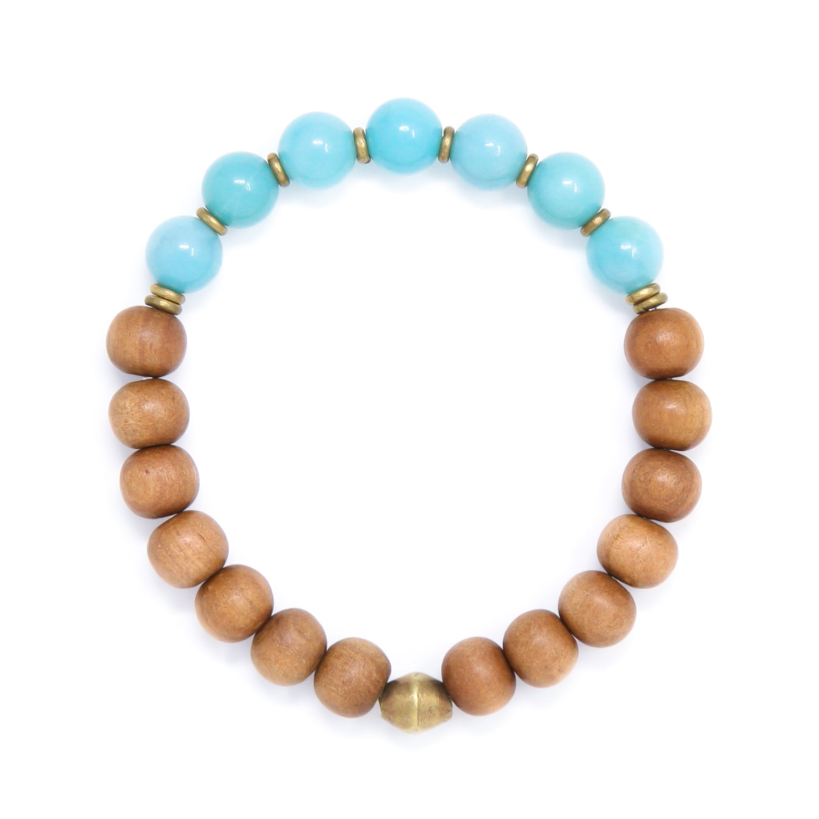 Amazonite Sandalwood Mala Bracelet, crystal healing jewelry