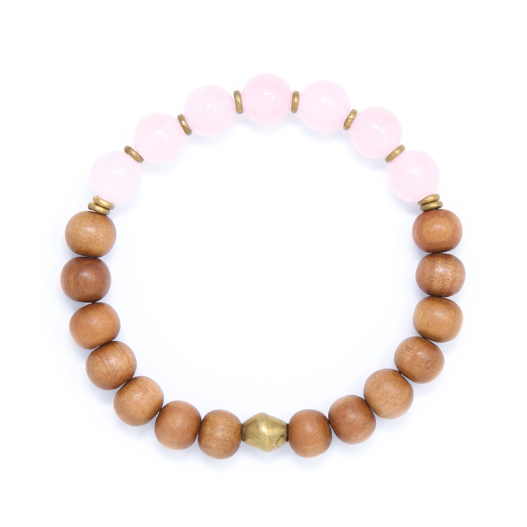 Rose Quartz Sandalwood Mala Bracelet, yoga jewelry