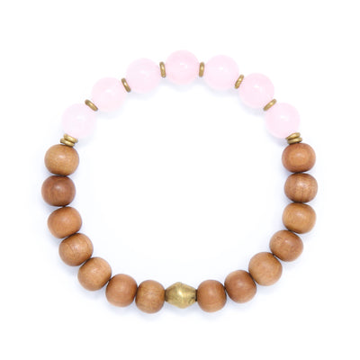 Rose Quartz Sandalwood Mala Bracelet, yoga jewelry