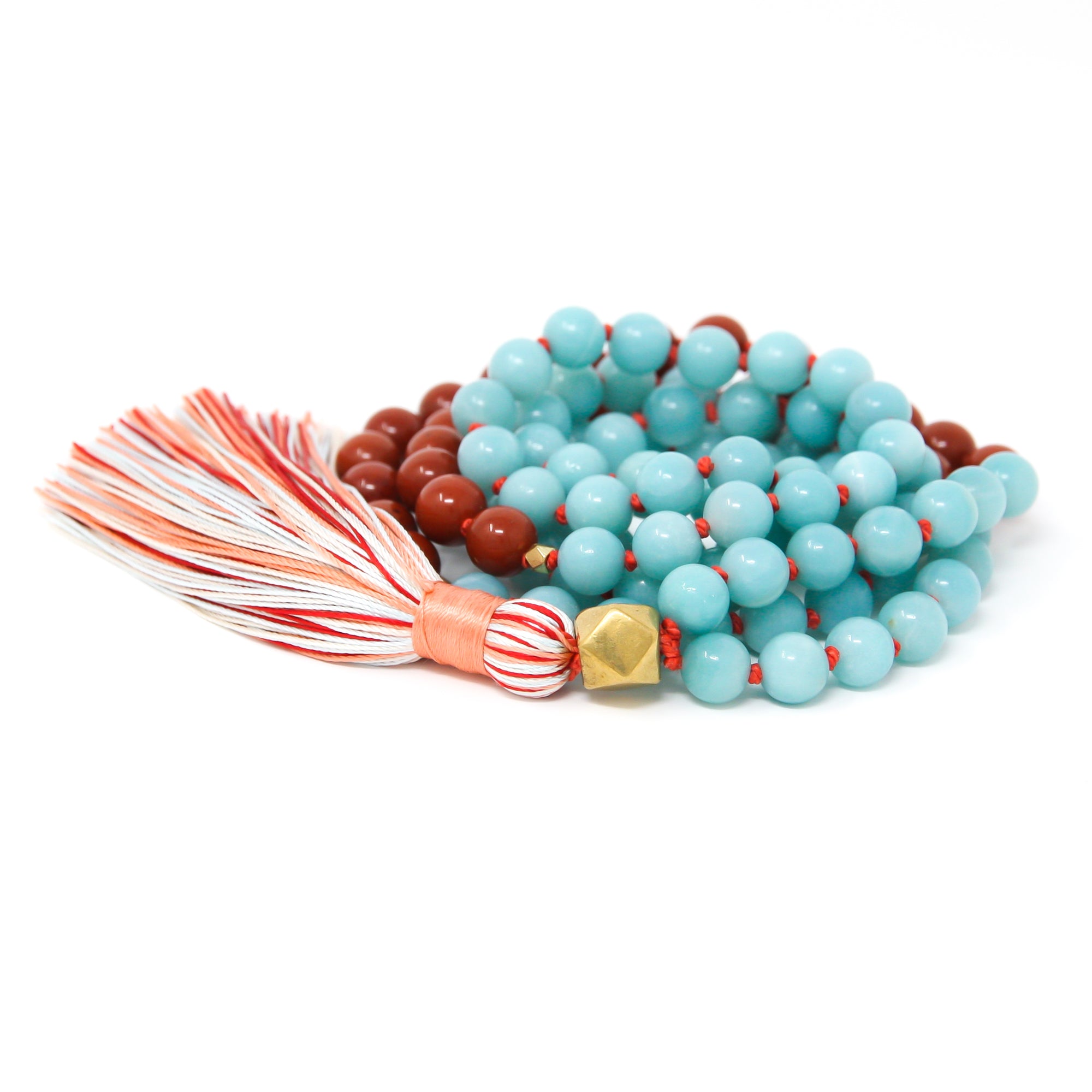 amazonite red jasper zen mala 108, boho jewelry