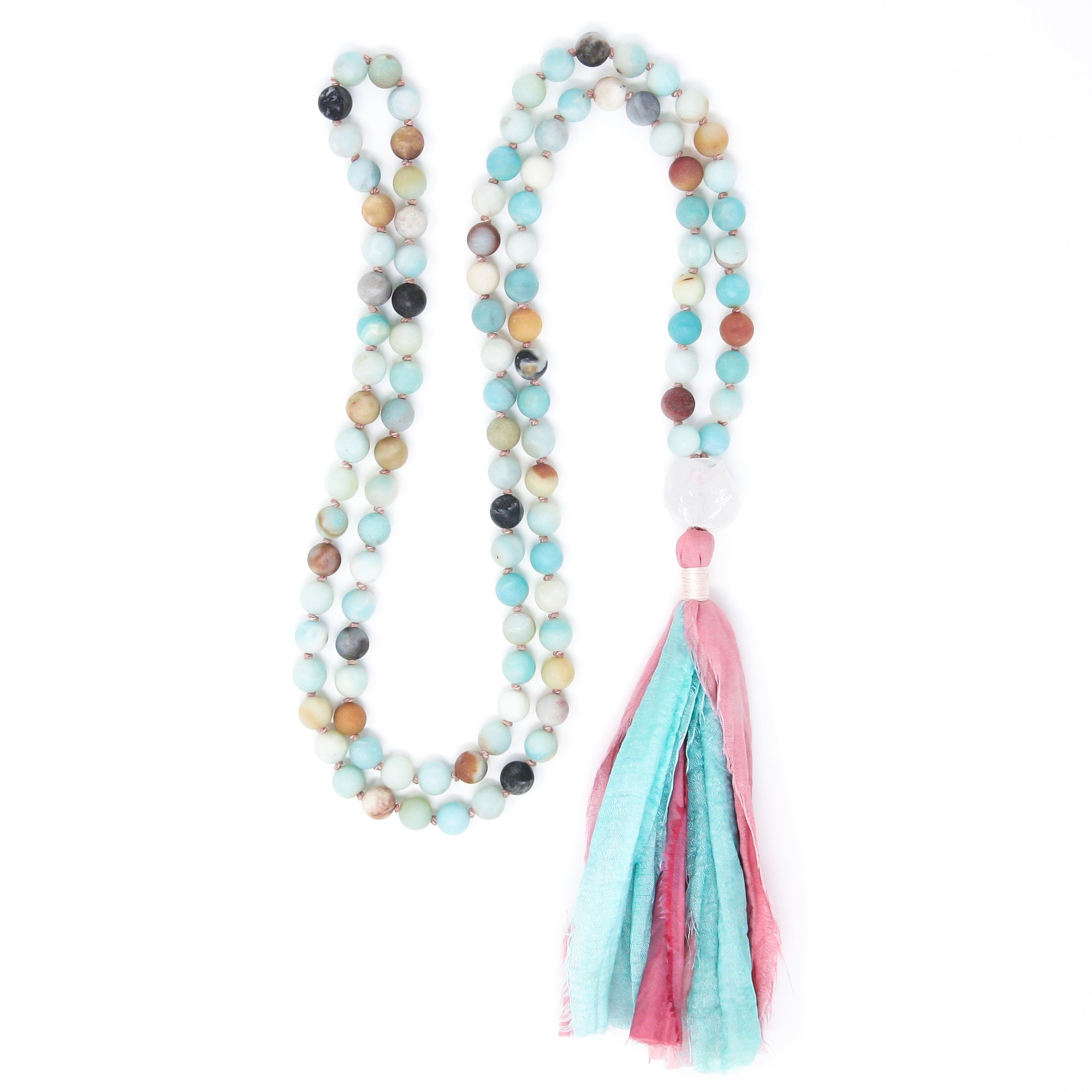 Matte Amazonite Mala Necklace, yoga jewelry