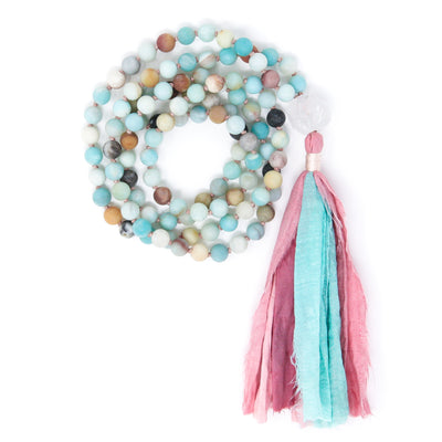 Multicolor Amazonite Mala Prayer Beads, crystal healing jewelry