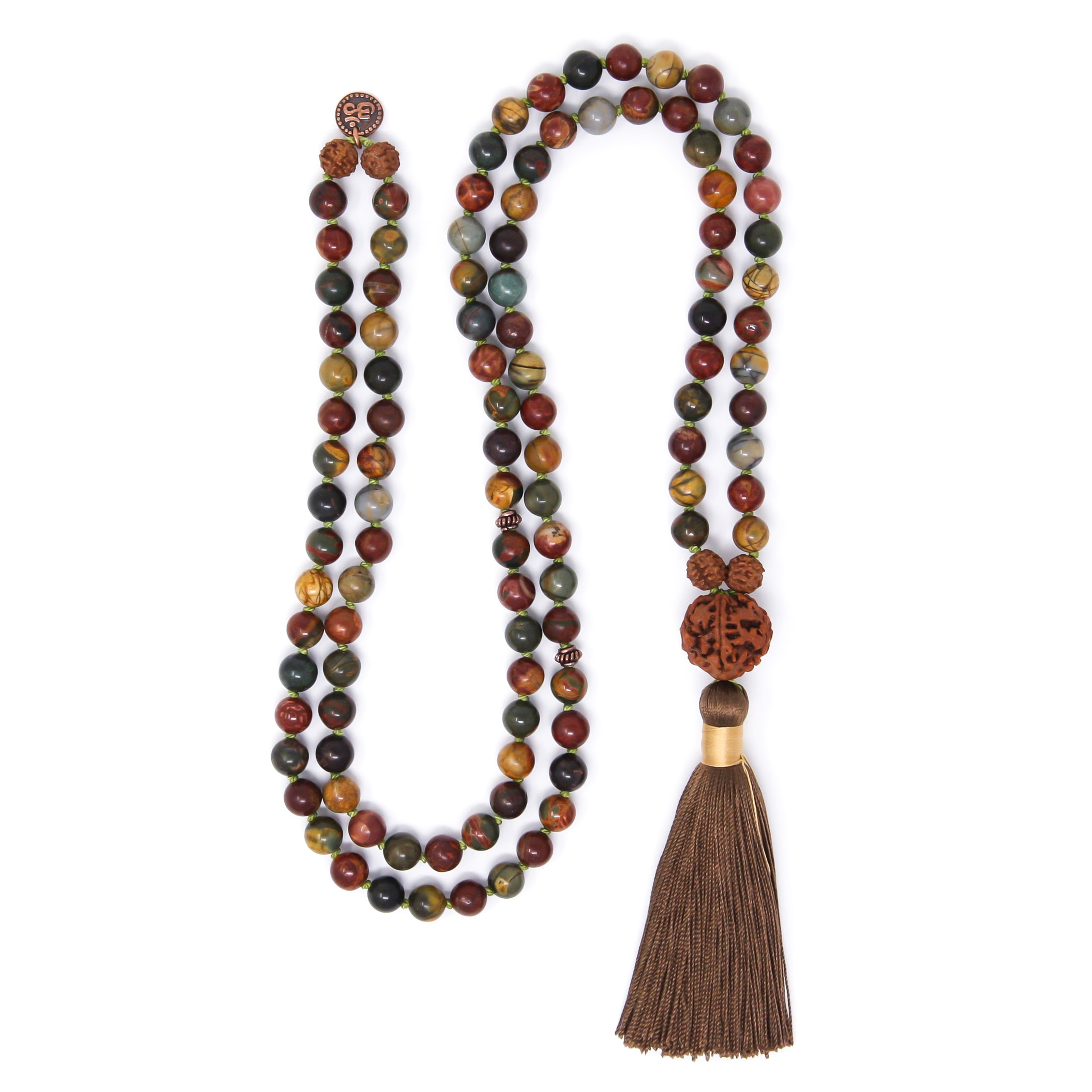 Red Creek Jasper Mala Necklace, crystal healing jewelry
