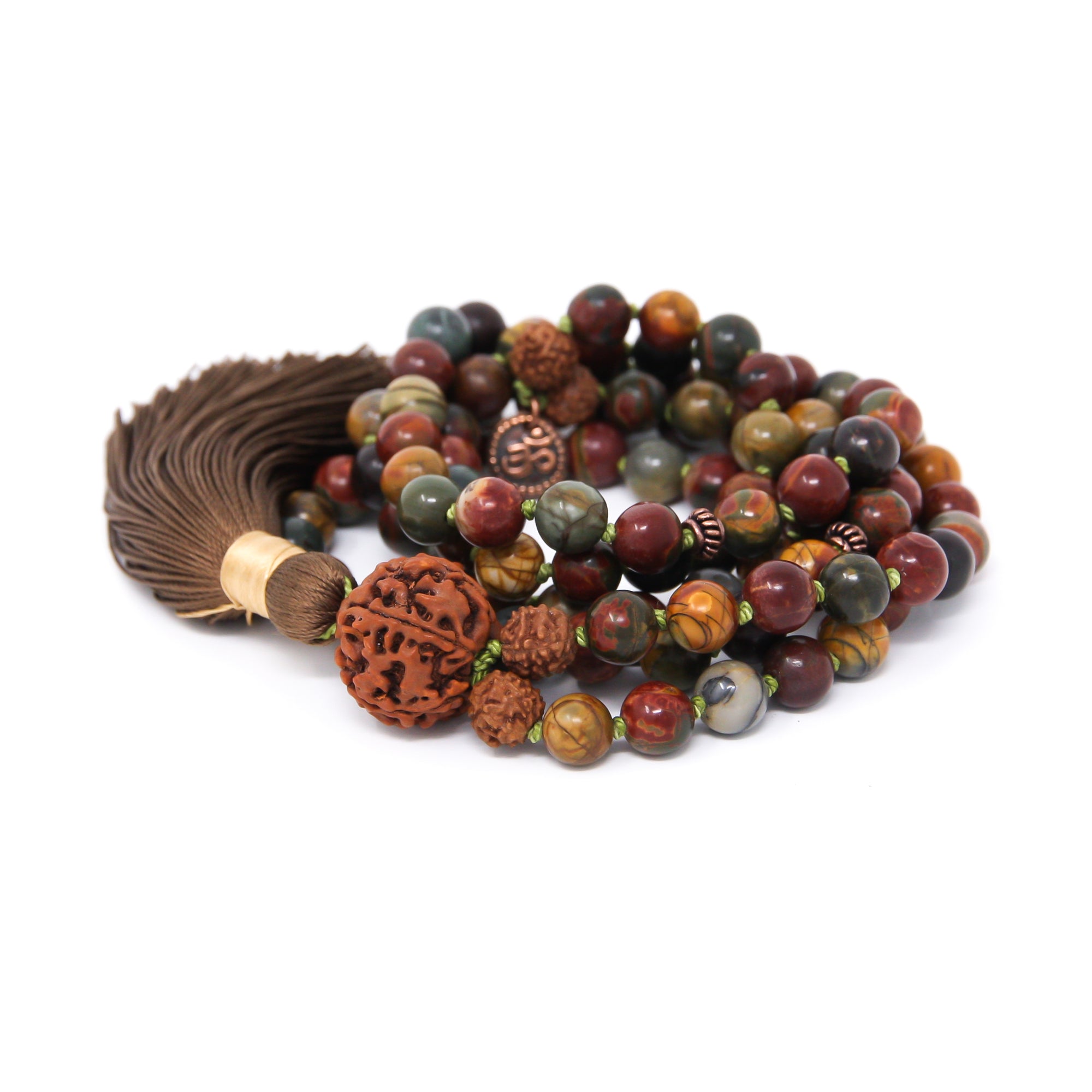 Picasso Jasper Mala Prayer Beads, buddhist jewelry