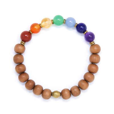 Seven Chakra and Sandalwood Mala Bracelet, yoga jewelry