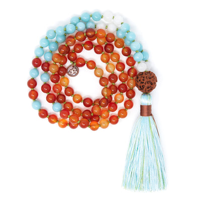 Carnelian Amazonite Mala Necklace, yoga jewelry