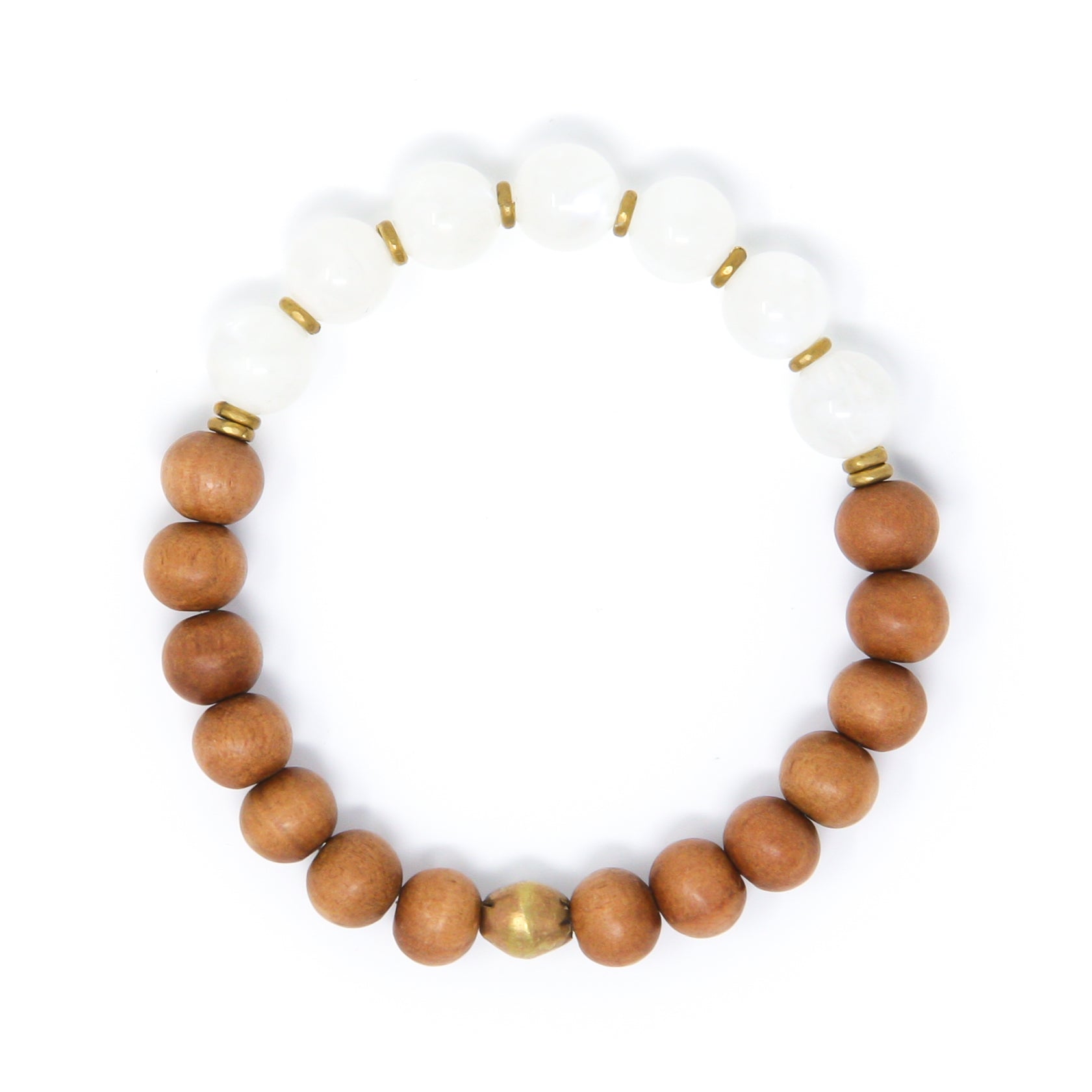 Moonstone Sandalwood Mala Bracelet, yoga jewelry