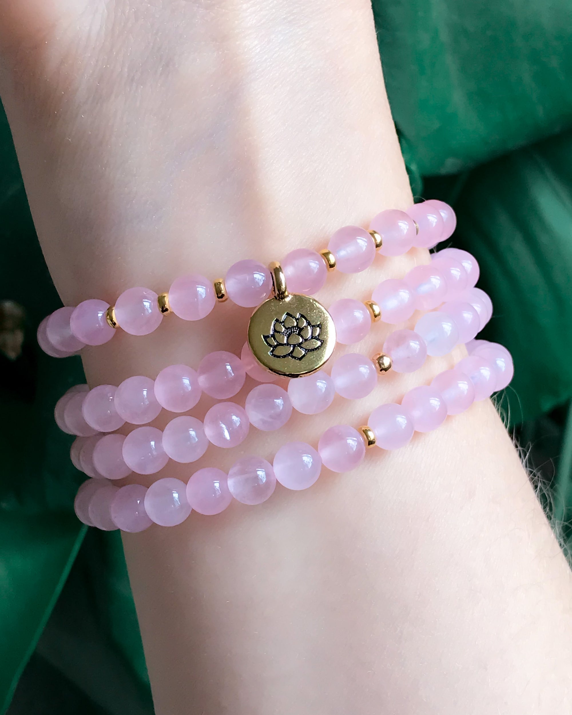 Rose Quartz 108 Mala Bracelet, yoga jewelry