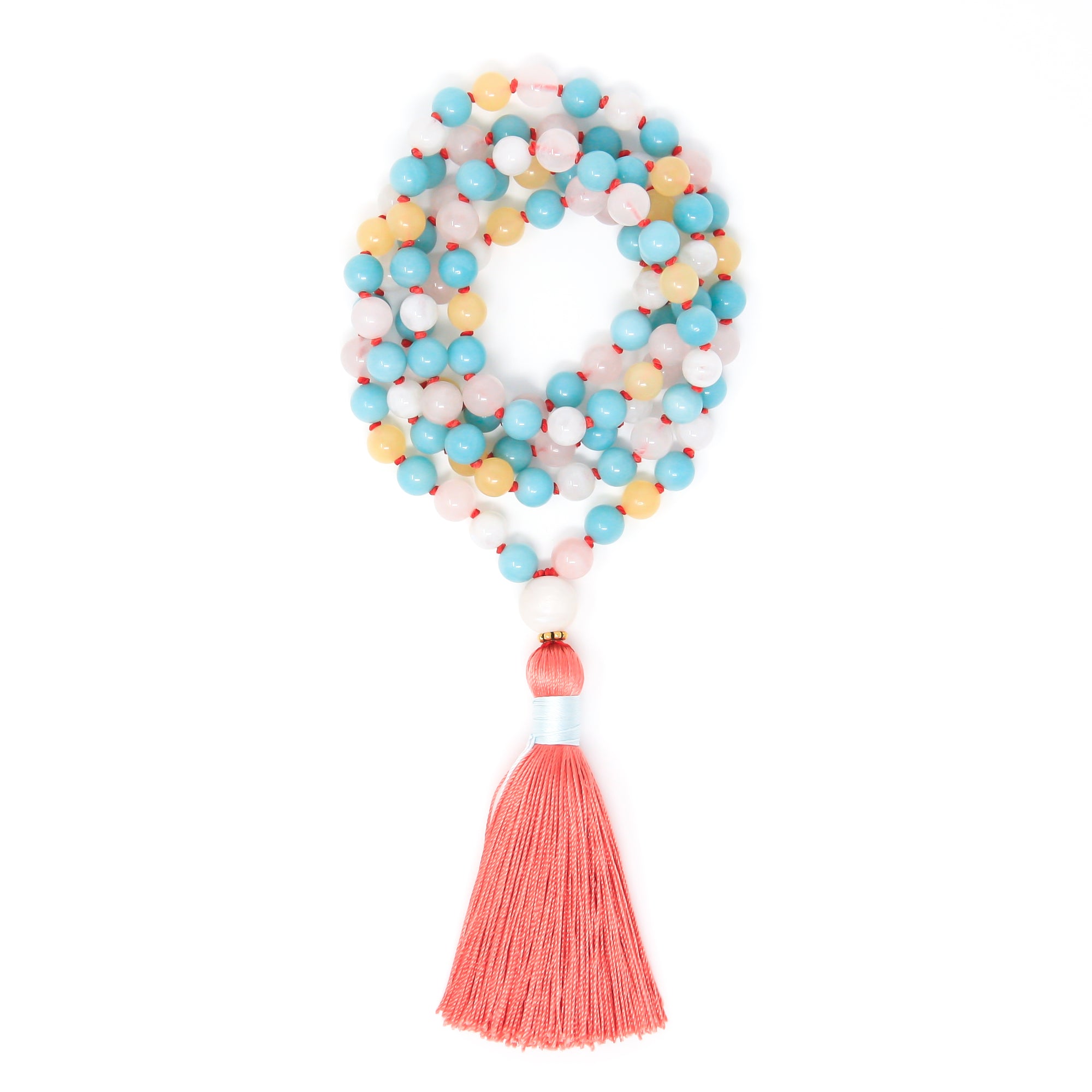 colorful mala necklace, yoga beads