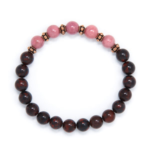 Brecciated Jasper Rhodonite Mala Bracelet, yoga beads