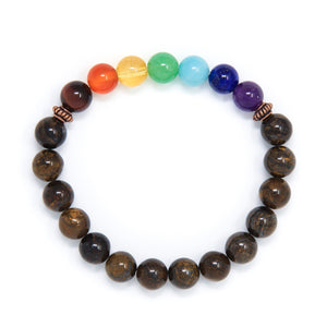 7 chakra bracelet with bronzite, chakra mala beads