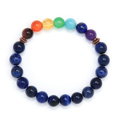 7 Chakra Bracelet with Sodalite, yoga jewelry