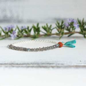 Labradorite tiny bead bracelet, handmade jewelry