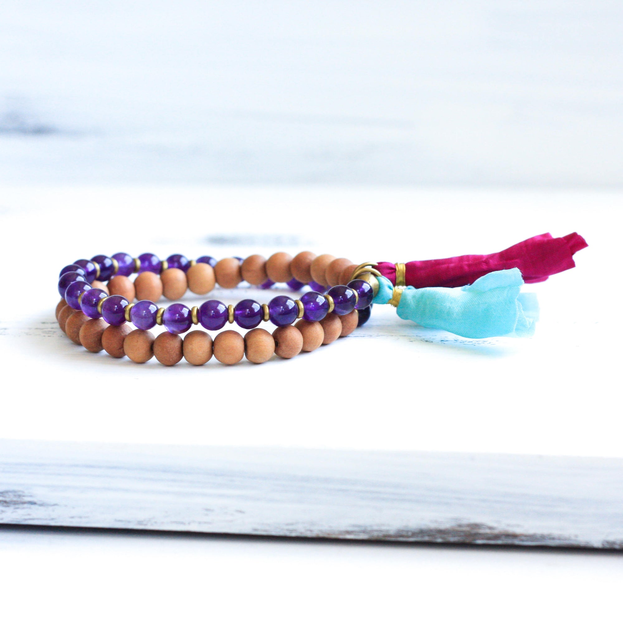 sandalwood yoga jewelry, tassel bracelet