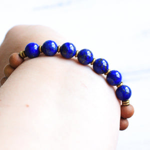 Sandalwood Lapis Lazuli mala prayer bead bracelet