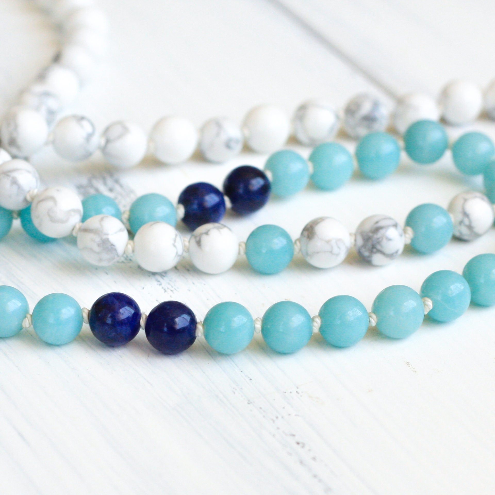 howlite amazonite japa mala prayer beads