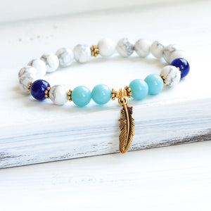 Howlite yoga bracelet, spiritual jewelry