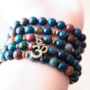 Indian Bloodstone mala beads, boho bracelet