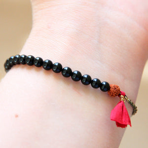 tiny tassel bracelet, tourmaline yoga jewelry