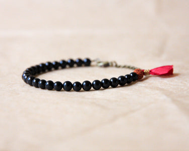 dainy black tourmaline bracelet, boho jewelry