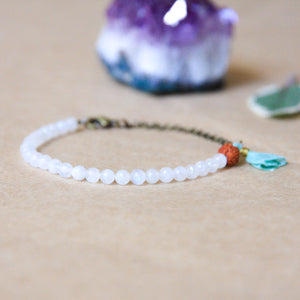 small bead Moonstone mala bracelet, boho jewelry