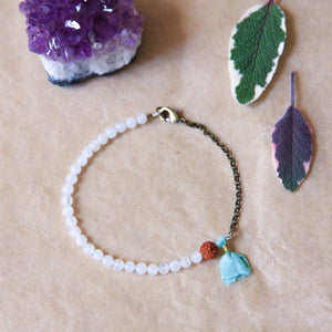 Moonstone Yoga Bracelet with Tassel, handmade jewelry