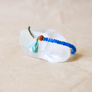 Blue Apatite mala bracelet, boho jewelry