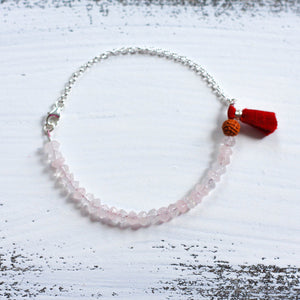 Rose Quartz dainty bracelet, crystal healing jewelry