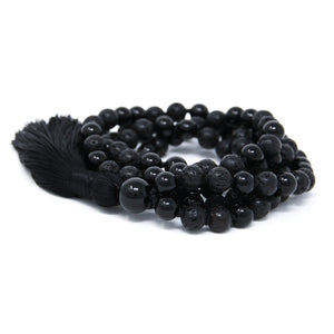 black lava and black onyx mala prayer beads 108