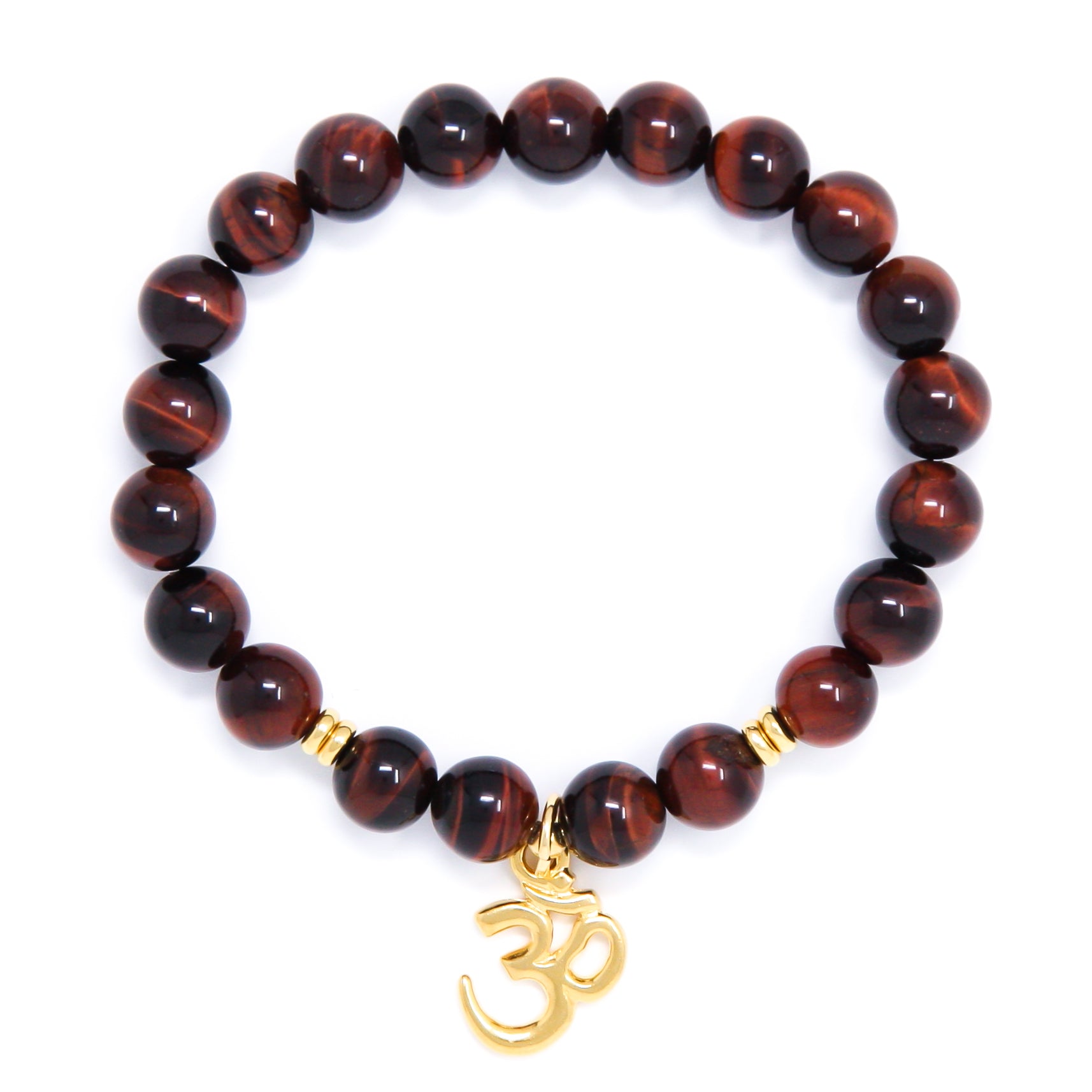 Red Tiger’s Eye Mala Bracelet with Om, yoga jewelry