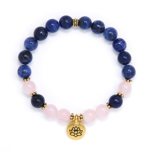 Sodalite & Rose Quartz Mala Bracelet, yoga jewelry