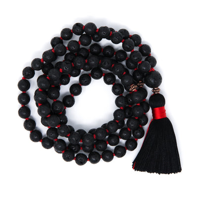 Black Lava Stone Mala Necklace, essential oil diffuser jewelry