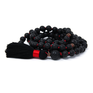 black lava prayer beads, japa mala meditation 