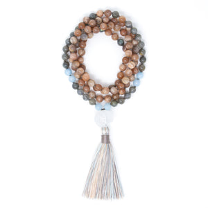 hand knotted mala prayer beads, buddhist jewelry 