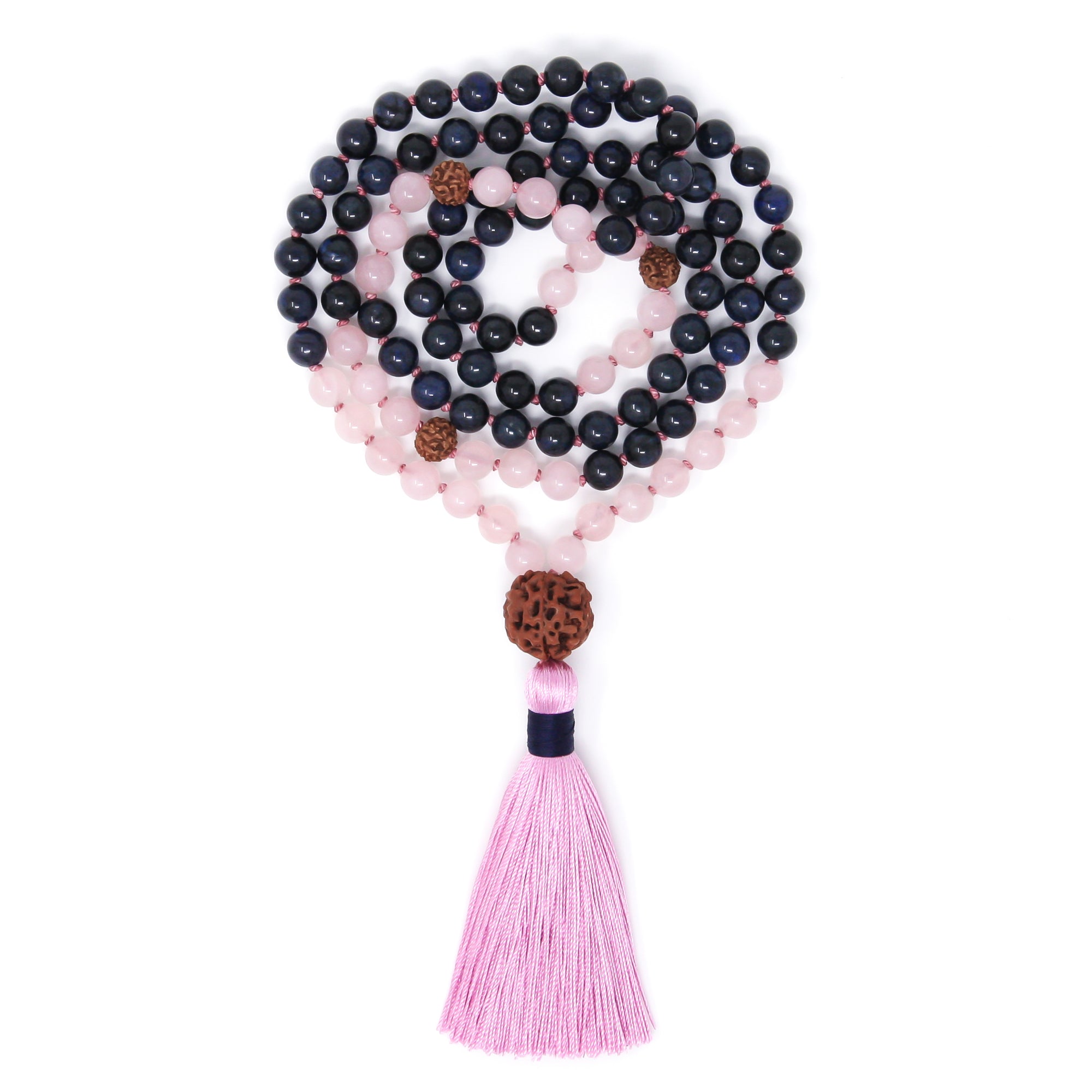 Dumortierite and Pink Quartz Prayer Beads, handmade jewelry