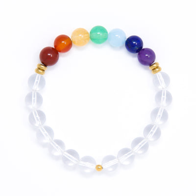 7 chakra bracelet with Quartz Crystal, yoga jewelry
