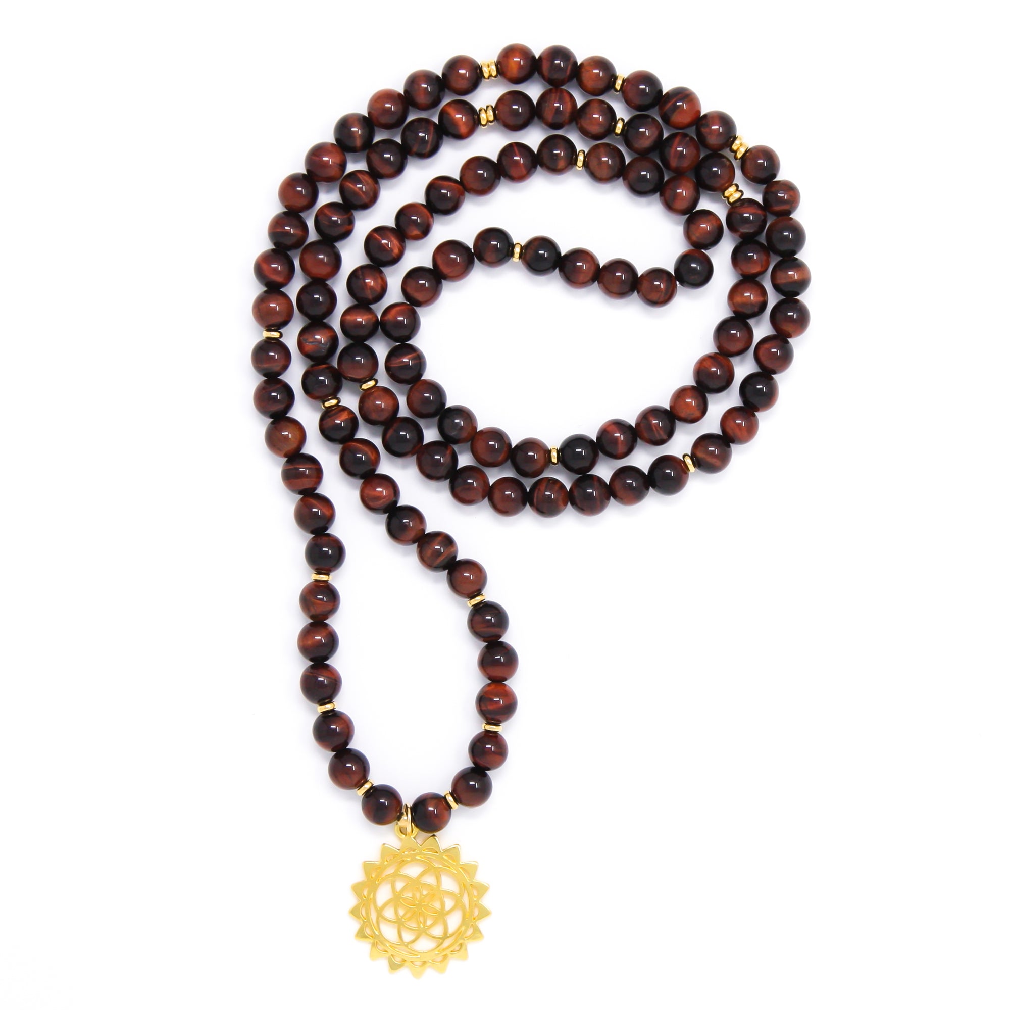 Red Tiger’s Eye Yoga Necklace / Bracelet with Seed of Life, spiritual jewelry