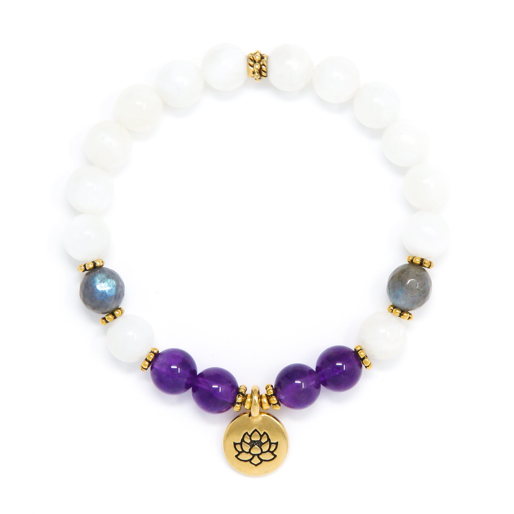 Moonstone Amethyst Mala Bracelet, yoga jewelry